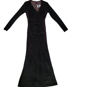 Tadashi Shoji Vintage Velvet Fitted Long Sleeve Maxi Gown Long Dress - Size XS